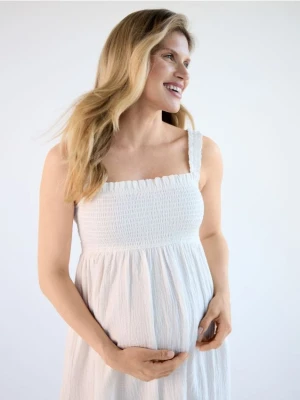Reserved - Muślinowa sukienka midi - złamana biel