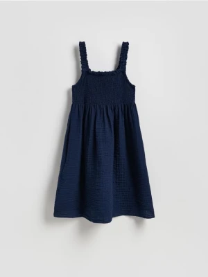 Reserved - Muślinowa sukienka mini - granatowy