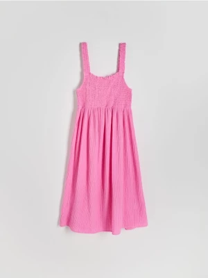 Reserved - Muślinowa sukienka mini na ramiączkach - różowy
