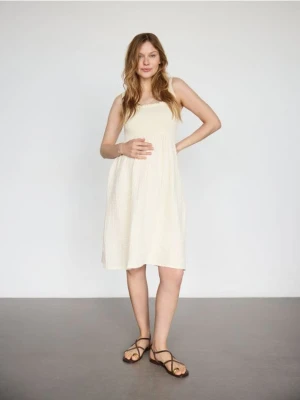 Reserved - Muślinowa sukienka mini - złamana biel