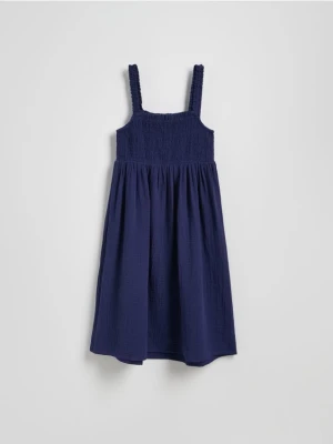 Reserved - Muślinowa sukienka na ramiączkach - granatowy