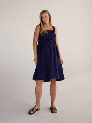 Reserved - Muślinowa sukienka na ramiączkach - granatowy