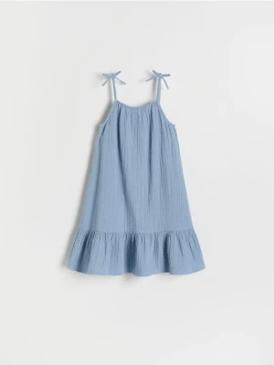 Reserved - Muślinowa sukienka na ramiączkach - jasnoniebieski