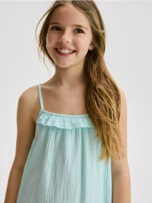 Reserved - Muślinowa sukienka na ramiączkach - jasnoturkusowy