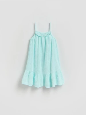 Reserved - Muślinowa sukienka na ramiączkach - jasnoturkusowy