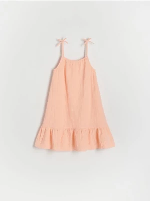 Reserved - Muślinowa sukienka na ramiączkach - pomarańczowy