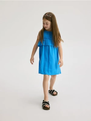 Reserved - Muślinowa sukienka z falbanką - jasnoniebieski