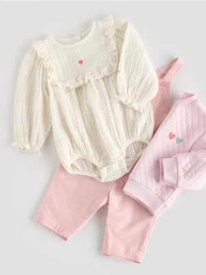 Reserved - Muślinowe body z falbanką - złamana biel