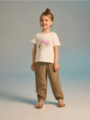 Reserved - Muślinowe spodnie - ciemnozielony