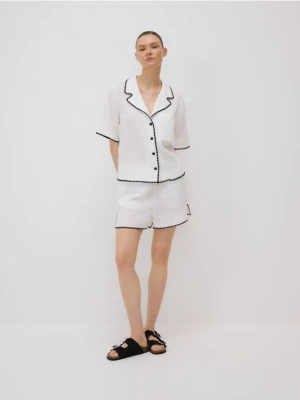 Reserved - Muślinowe szorty - biały