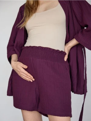 Reserved - Muślinowe szorty - mahoniowy