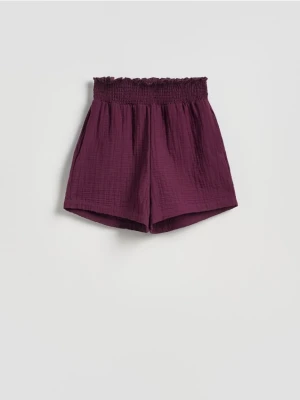 Reserved - Muślinowe szorty - mahoniowy