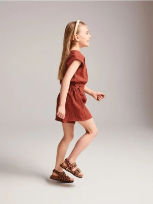 Reserved - Muślinowy kombinezon - brązowy