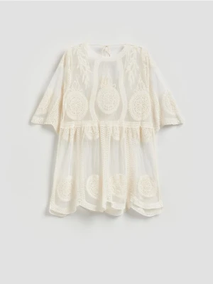 Reserved - Narzutka plażowa z bawełną - złamana biel