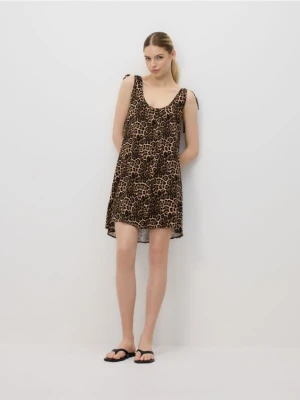 Reserved - Narzutka plażowa z domieszką lnu - brązowy