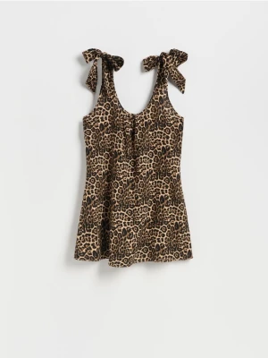 Reserved - Narzutka plażowa z domieszką lnu - brązowy