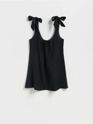 Reserved - Narzutka plażowa z domieszką lnu - czarny