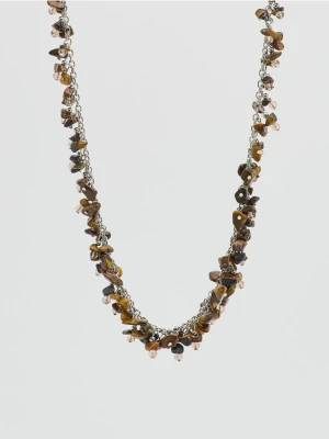 Reserved - Naszyjnik z naturalnymi kamieniami - ciemnobrązowy
