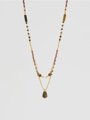 Reserved - Naszyjnik z naturalnymi kamieniami - wielobarwny