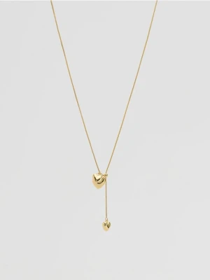 Reserved - Naszyjnik z zawieszkami w kształcie serca - złoty