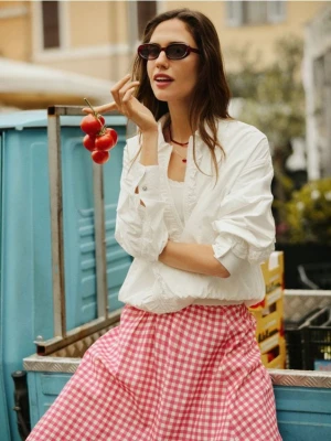 Reserved - Nylonowa kurtka bomber - biały