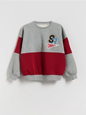 Reserved - Ocieplana bluza z nadrukiem - jasnoszary