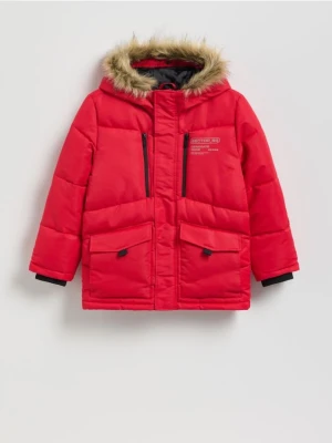 Reserved - Ocieplana kurtka z kapturem - czerwony
