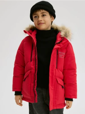 Reserved - Ocieplana kurtka z kapturem - czerwony