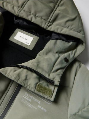 Reserved - Ocieplana kurtka z kapturem - jasny zielony