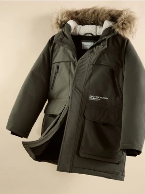 Reserved - Ocieplana kurtka z kapturem - jasny zielony