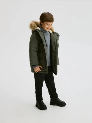 Reserved - Ocieplana kurtka z kapturem - jasny zielony