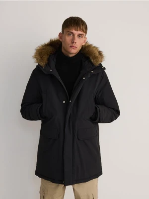 Reserved - Ocieplana parka z kapturem - czarny