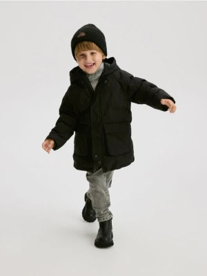 Reserved - Ocieplana parka z kapturem - czarny