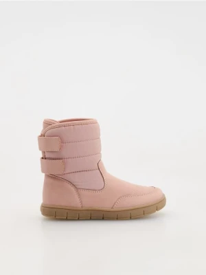Reserved - Ocieplane botki z zapięciem na rzep - brudny róż