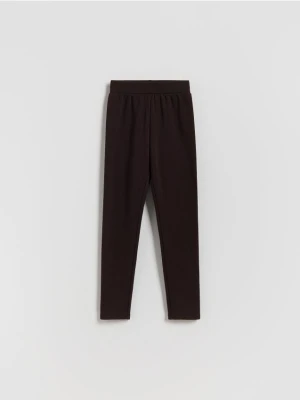 Reserved - Ocieplane legginsy - ciemnobrązowy
