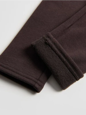 Reserved - Ocieplane legginsy - ciemnobrązowy