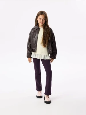 Reserved - Ocieplane legginsy flare - fioletowy