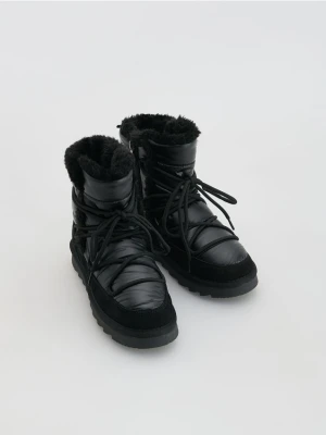 Reserved - Ocieplane śniegowce z wiązaniem - czarny