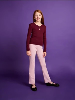 Reserved - Ocieplane spodnie flare - pastelowy róż