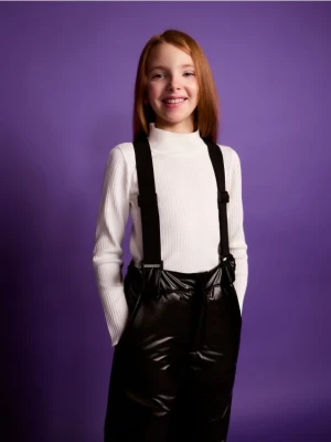 Reserved - Ocieplane spodnie na szelkach - czarny