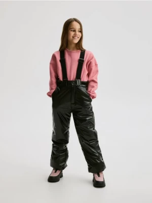 Reserved - Ocieplane spodnie na szelkach - czarny