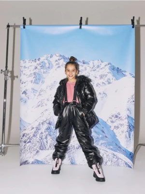 Reserved - Ocieplane spodnie na szelkach - czarny