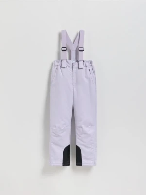 Reserved - Ocieplane spodnie na szelkach - lawendowy
