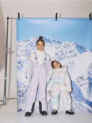 Reserved - Ocieplane spodnie na szelkach - lawendowy