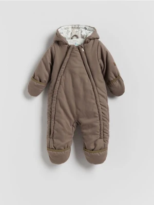 Reserved - Ocieplany kombinezon z kapturem - brązowy