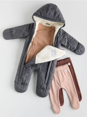 Reserved - Ocieplany kombinezon z kapturem - ciemnoszary