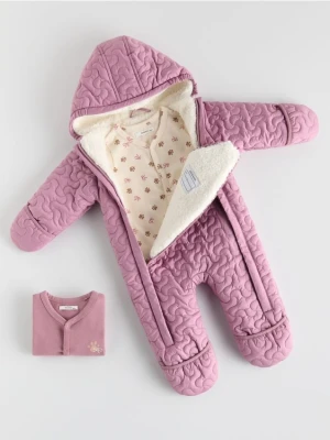 Reserved - Ocieplany kombinezon z kapturem - jasnofioletowy