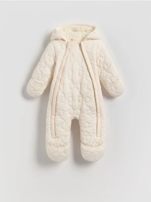 Reserved - Ocieplany kombinezon z kapturem - kremowy