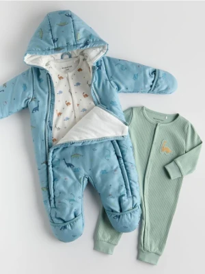 Reserved - Ocieplany kombinezon z kapturem - niebieski