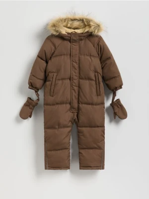 Reserved - Ocieplany kombinezon z rękawiczkami - ciemnobrązowy